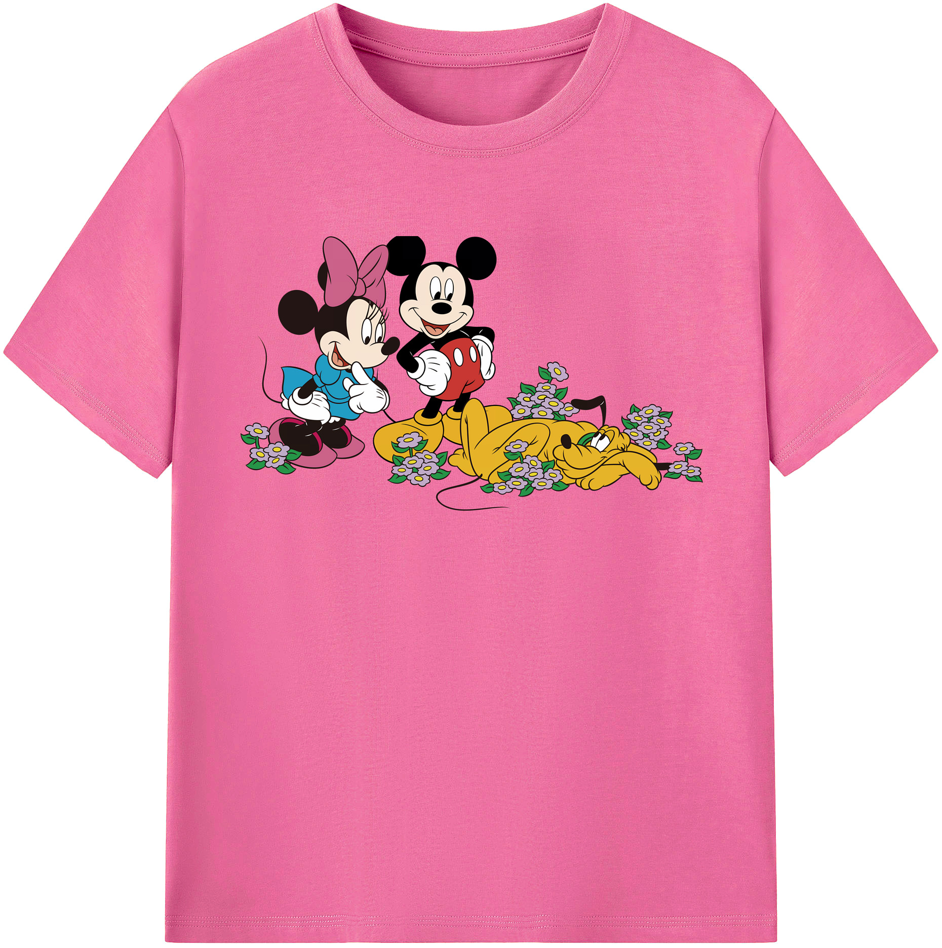 （画像用） ミッキーマウス Mickey Mouse レディースカジュアルプリントTシャツ（綿100％）